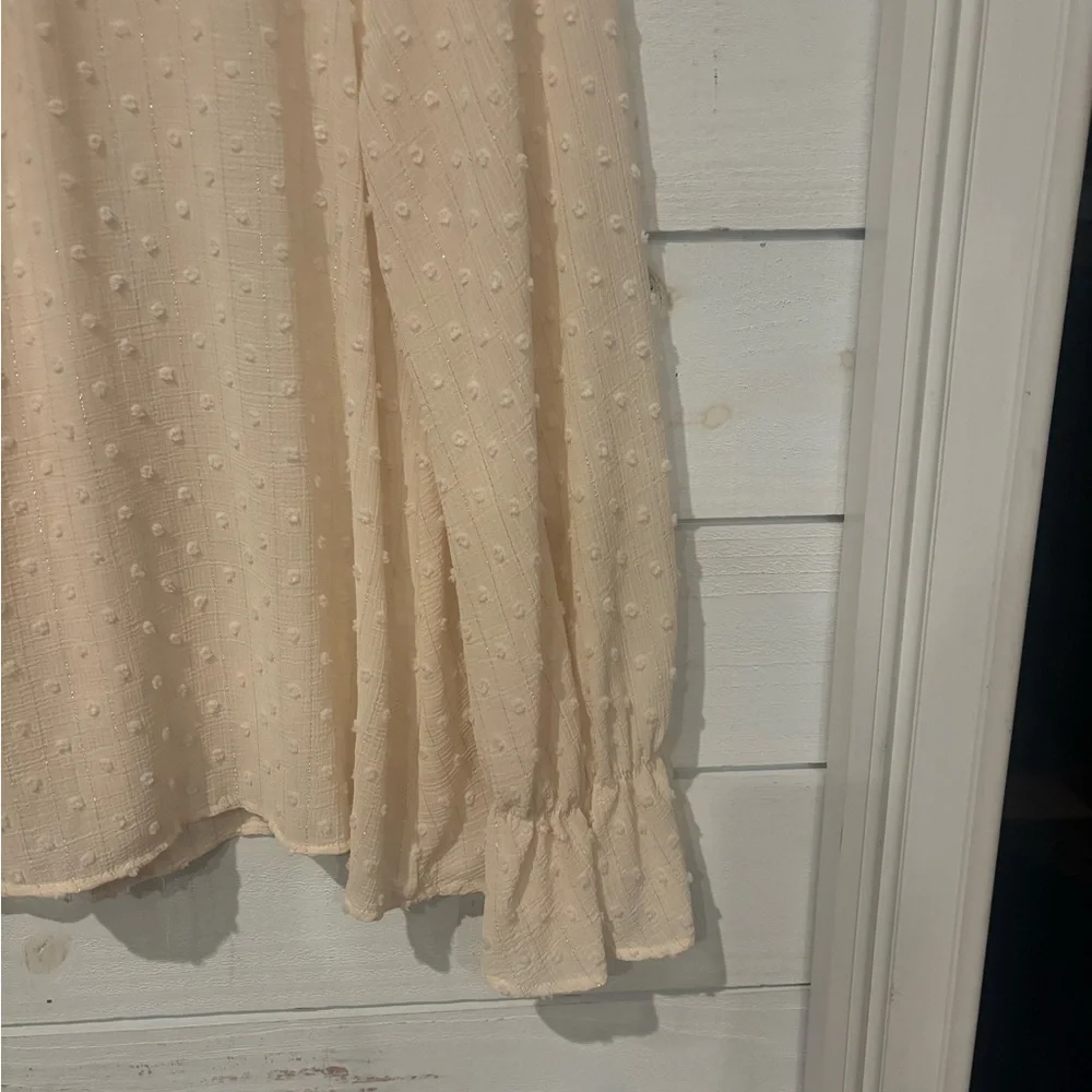 Zara Tan Ruffled 3/4 Sleeve Blouse ins size medium - Picture 5 of 13